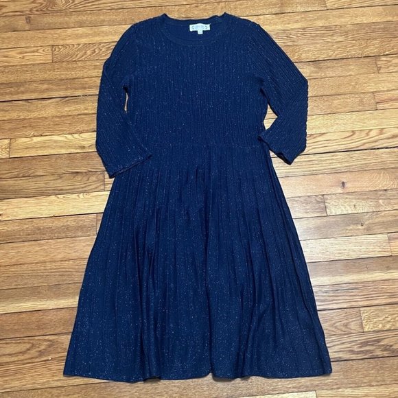 Nanette Lepore Womens Blue Long Sleeve Dress Size Large Sparkle Stretch - Picture 1 of 4